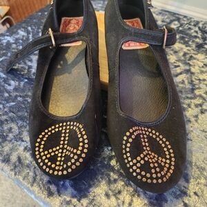 Lucky Brand Black Flats with Gold Accents